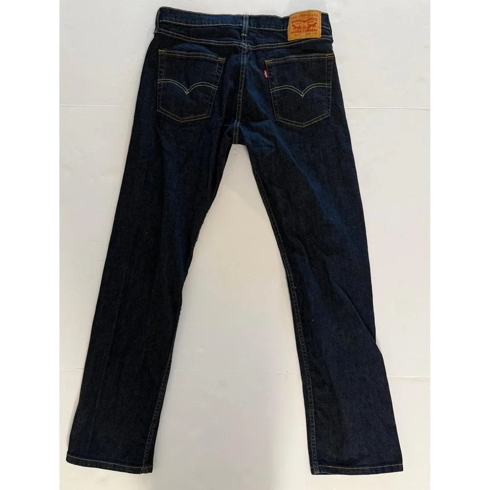Levis 513 Slim Straight Jeans Mens 33x32 Dark Indigo Blue Denim Pants